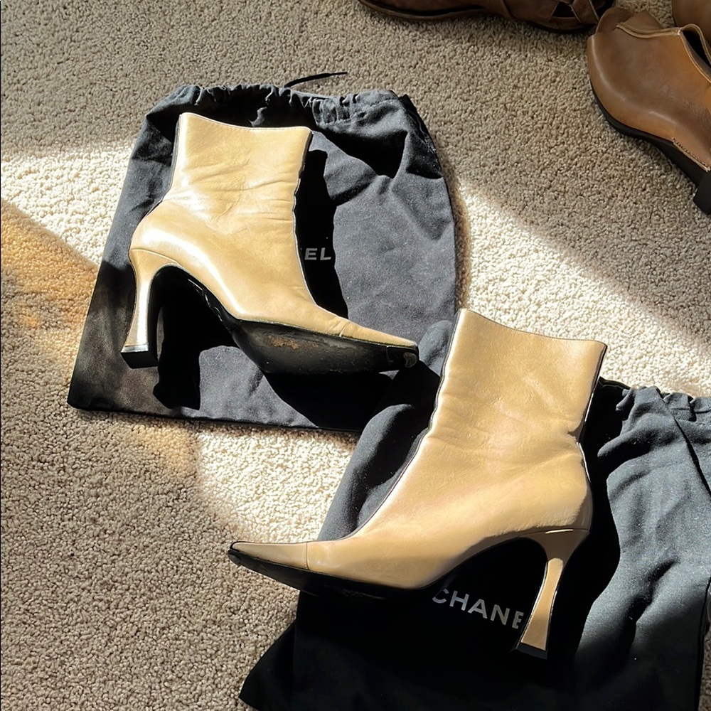 Chanel Tan Ankle Boots